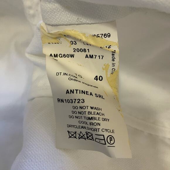 Armani Collezioni White Cotton Blend Jacket with Lamb Leather Trim Antinea Srl 4 - Picture 5 of 6